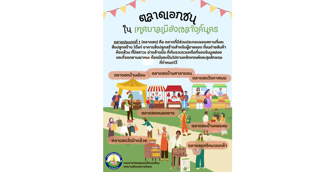 สีเขียว โมเดิร์น โฆษณา ตลาดนัดในสวน Poster