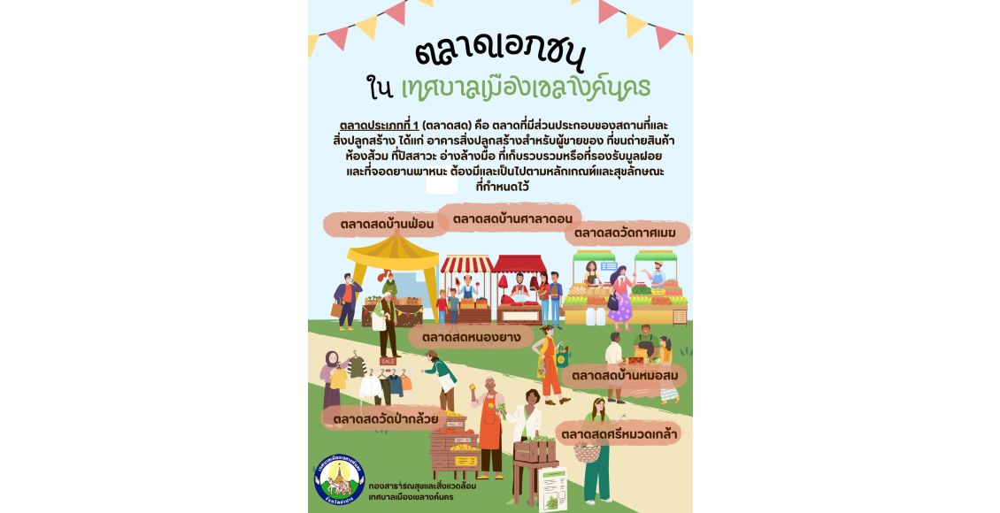 สีเขียว โมเดิร์น โฆษณา ตลาดนัดในสวน Poster